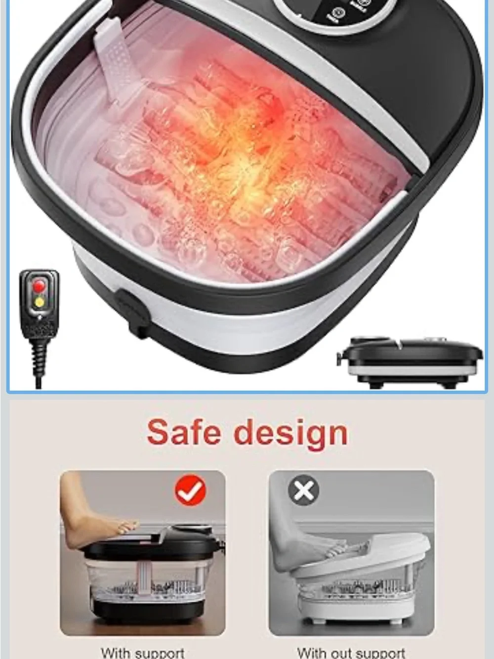 White Foot Bath Massager with Bubbles & Heat